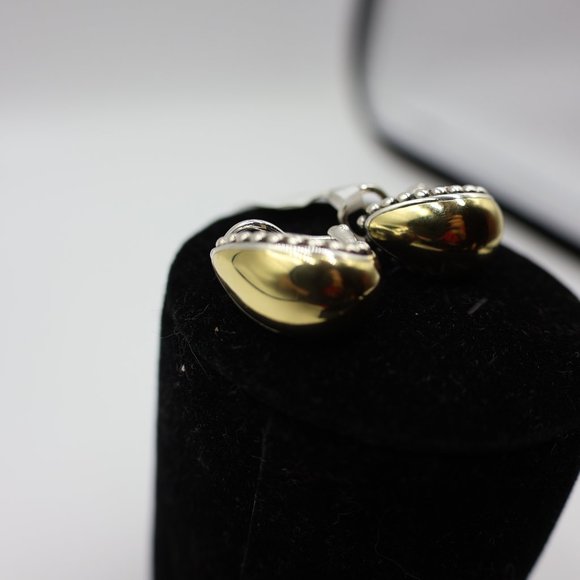 LAGOS High Bar Caviar Sterling/18K Gold Earrings – Omega Back NWT $995 - Picture 7 of 8